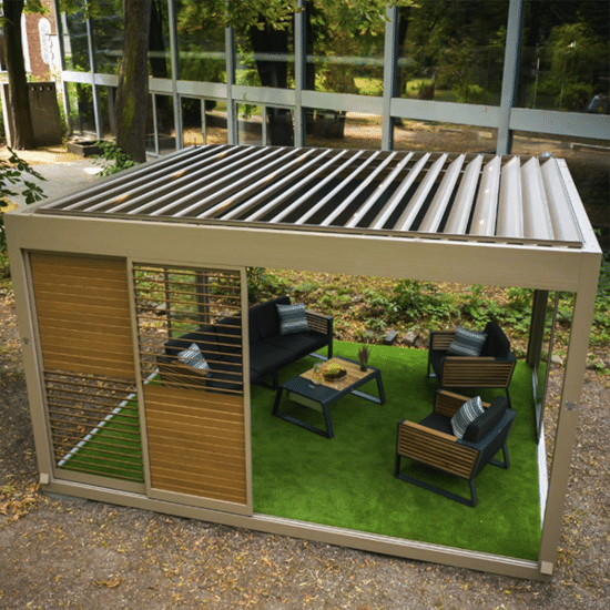 Pergola bioclimatique sans fixation au sol