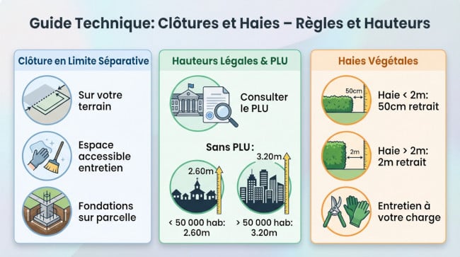 Double clôture entre voisins - Règles de hauteur des clôtures et des haies